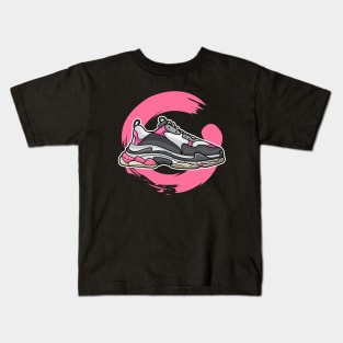 Balen Triple Neon Pink Sneaker Kids T-Shirt